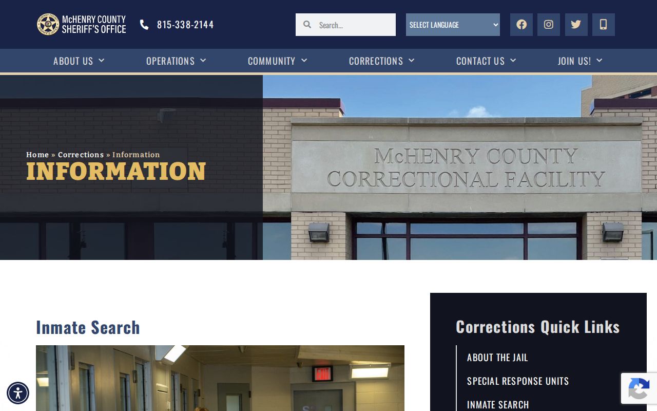 McHenry County Sheriff Corrections Information release report page